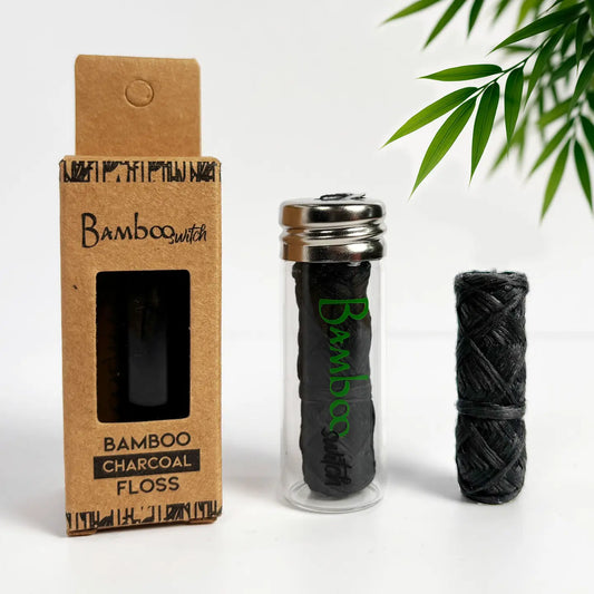 Bamboo Floss Container with Bamboo Charcoal Floss – Eco-Friendly Dental Care for a Greener Smile
